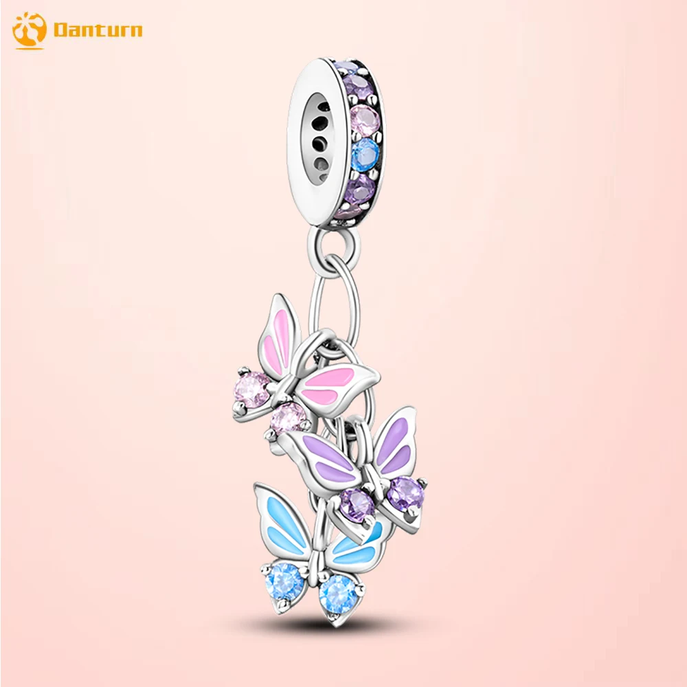 

Danturn 925 Sterling Silver Beads Butterfly Tassel Dangle Charm fit Original Pandora Bracelets Fashion Women Jewelry