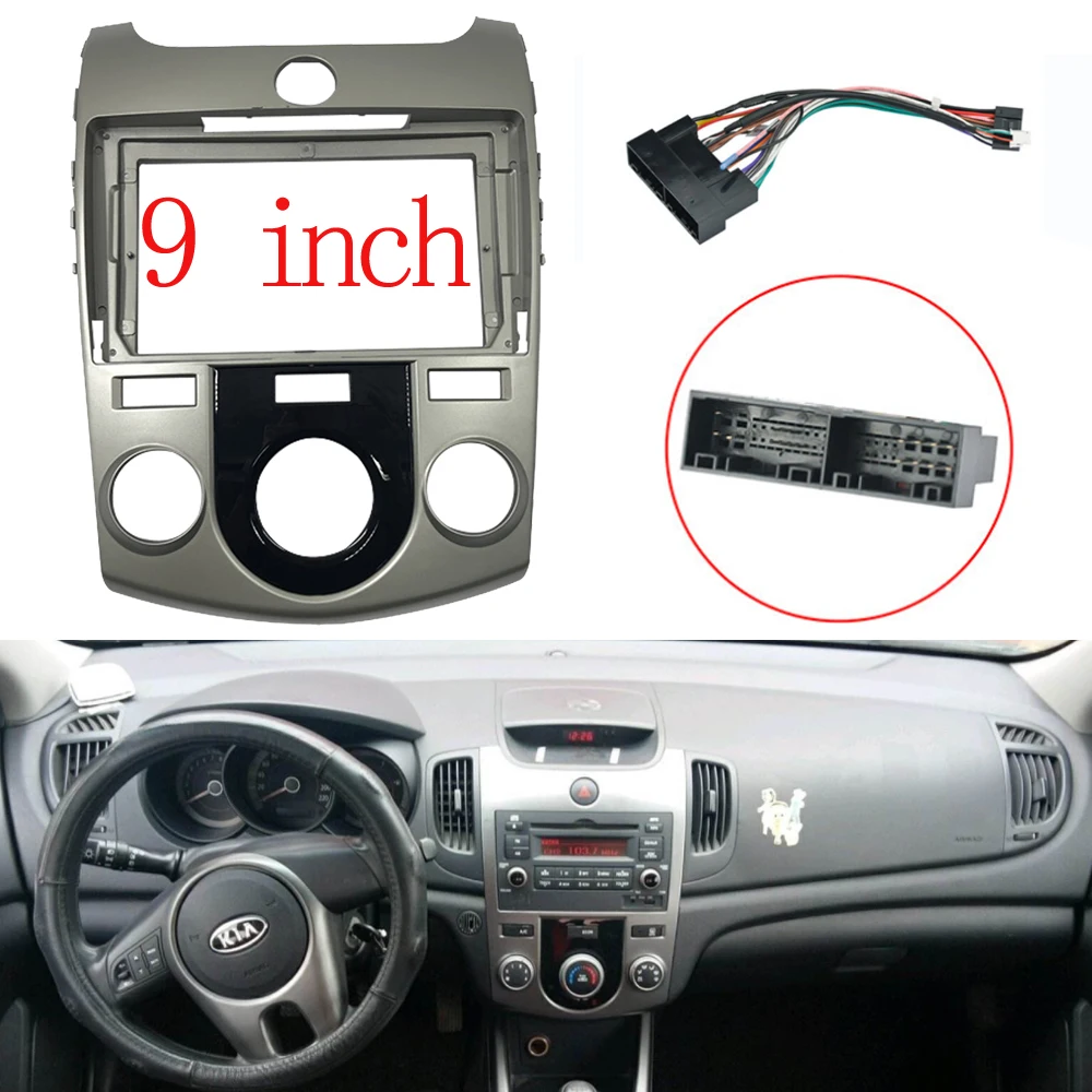 

Автомобильный радиоприемник Fascia Для KIA FORTE, руководство переменного тока, 9 дюймов, экран, панель приборной панели, установка и установка кре...
