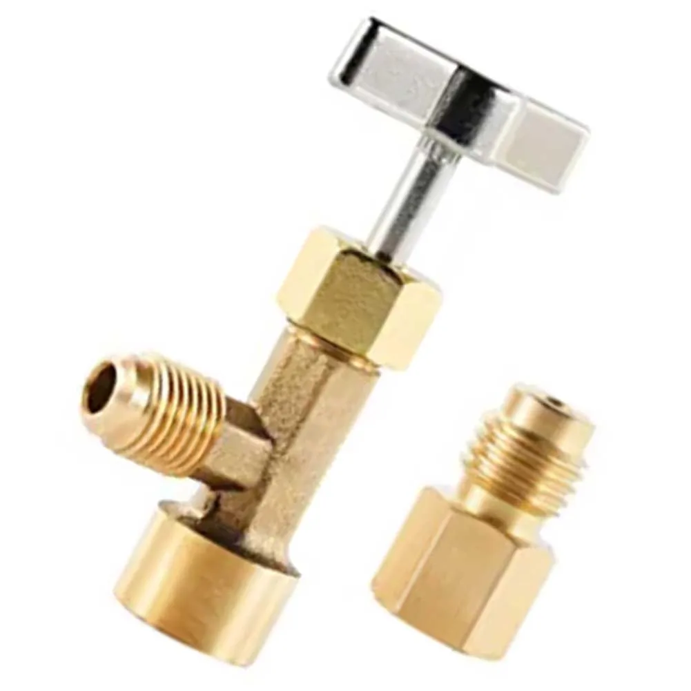 

2 Pcs R134a Can Tap Connector Adapter Puncture Style Refrigerant Dispenser For 1/4 1/2 AC Charging Hoses