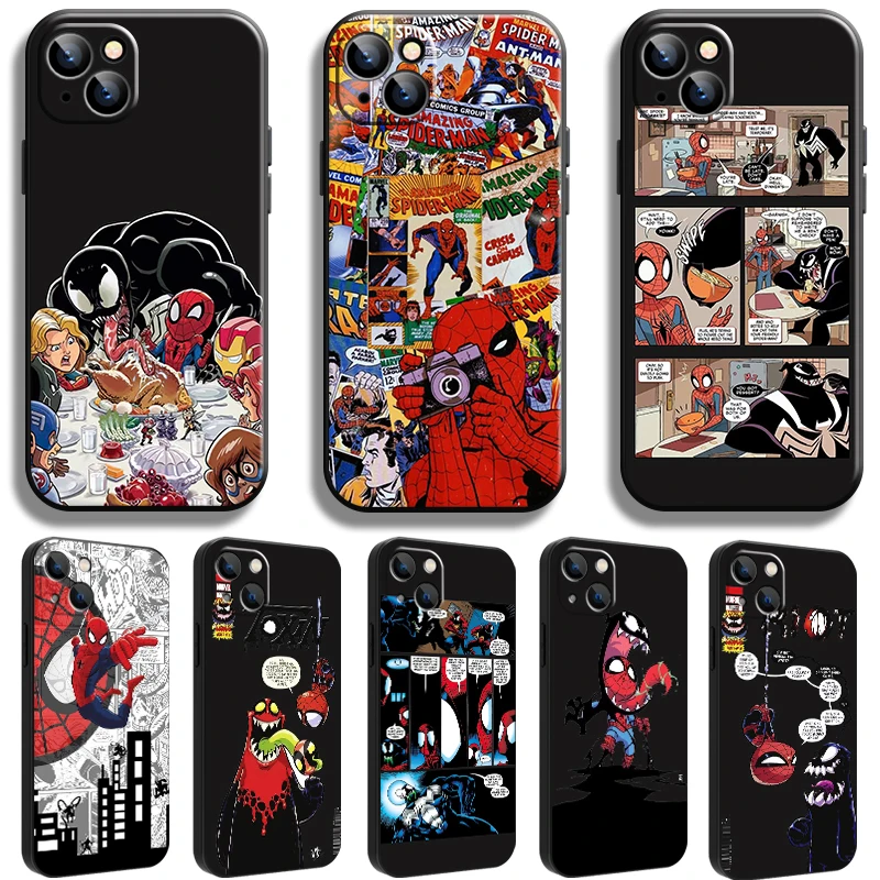 

Funny Spiderman Venom Comics For iPhone 14 13 12 11 Pro 12 13 Mini X XR XS Max SE 7 8 Plus Phone Case Back Cases Soft
