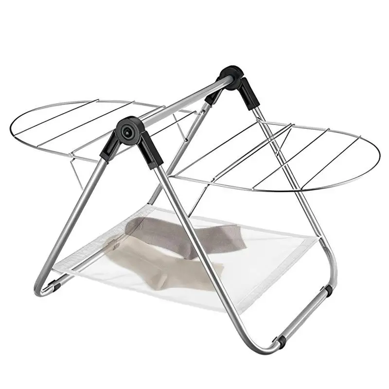 

Wing Clothes Airer Carbon Steel Extendable Laundry Airer With Bottom Mesh Laundry Storage Products For Dormitory Hotel Home