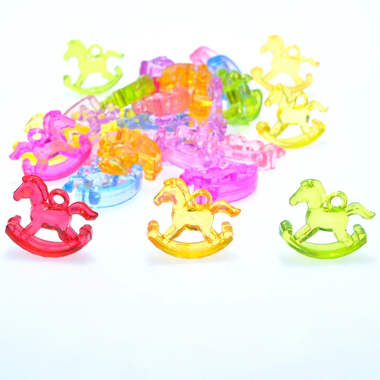 50 разноцветный прозрачный акриловые подвески для лошадей-качалок 24 мм детское