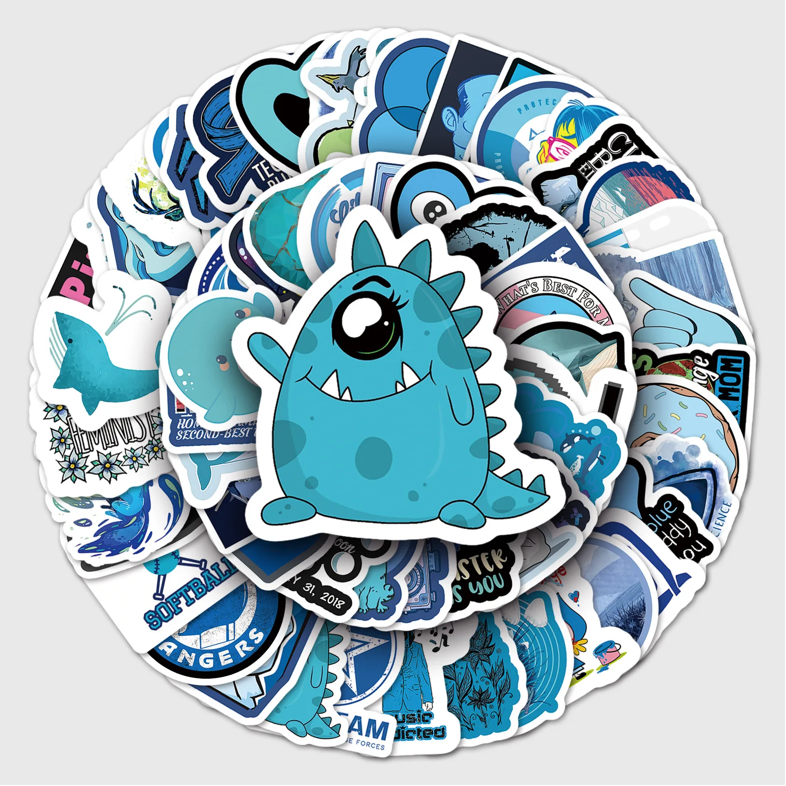 

120Pcs Blue Series Stickers Aesthetic Cartoon Waterproof Decals DIY Phone Laptop Car Water Cup Luggage Scrapbooking Kids Toy B2