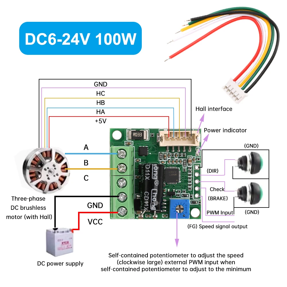 

Контроллер скорости двигателя occkic 100Вт для вентиляторов 6-24В