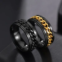 cool stainless steel rotatable men ring high quality spinner chain punk women jewelry for party gift