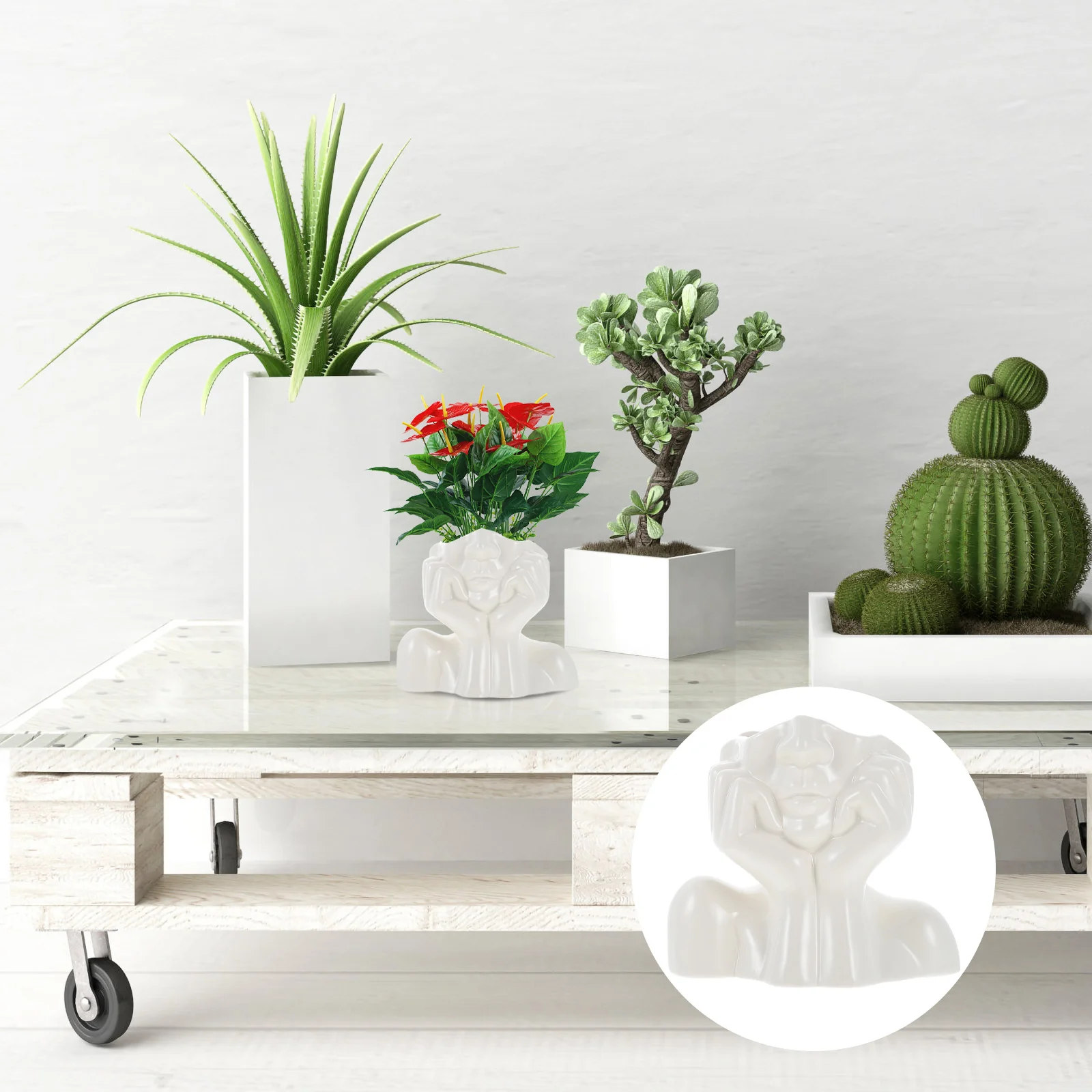 

Vase Flower Ceramic Human Contemporary Vases Face Arrangement Desktop Container Prop Photography Holder Floral Ornament Crafts