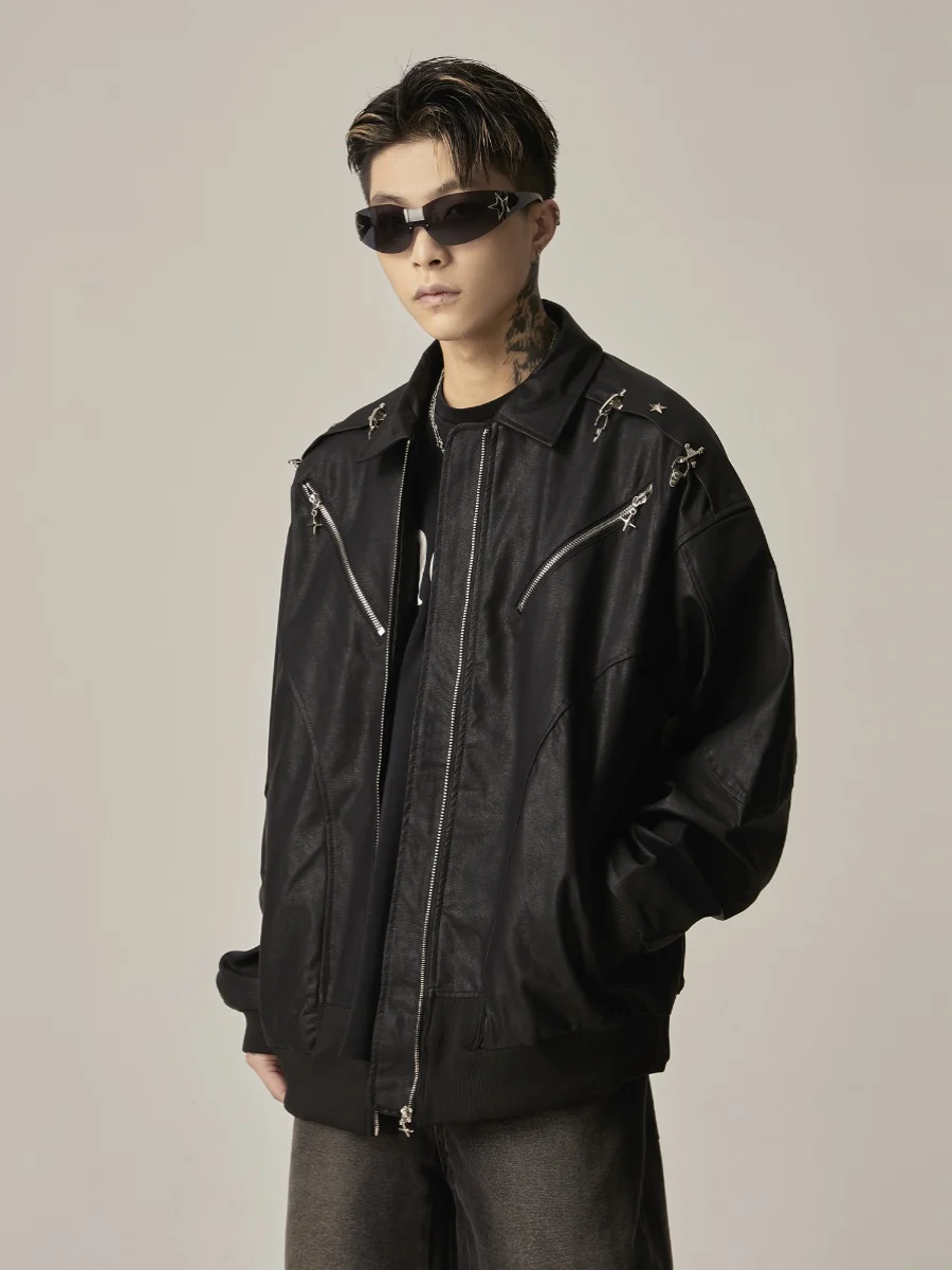 Американское винтажное пальто из искусственной кожи верхняя одежда мужская