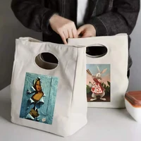 2022 funny pattern print portable lunch bag new thermal insulated lunch totes cooler bag bento pouch container food storage bags