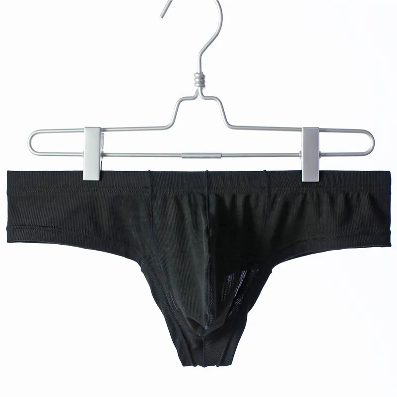 Summer Ice Silk Men's Underwear Solid Breathable Thong 3PCS