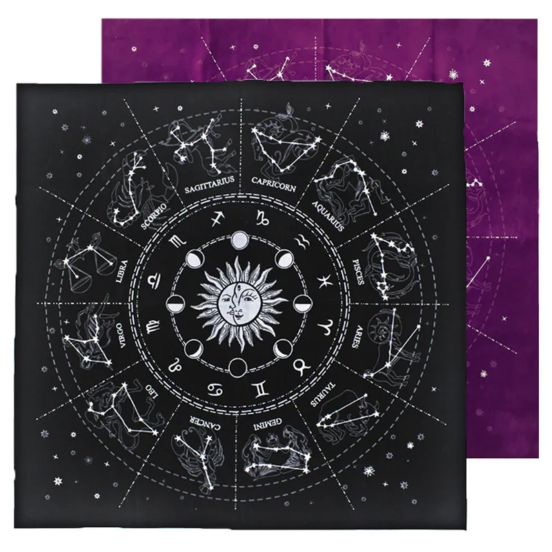 

12 Constellations Tarot Card Tablecloth Velvet Divination Altar Cloth Board Game Fortune Astrology Oracle Card Pad Drop Ship