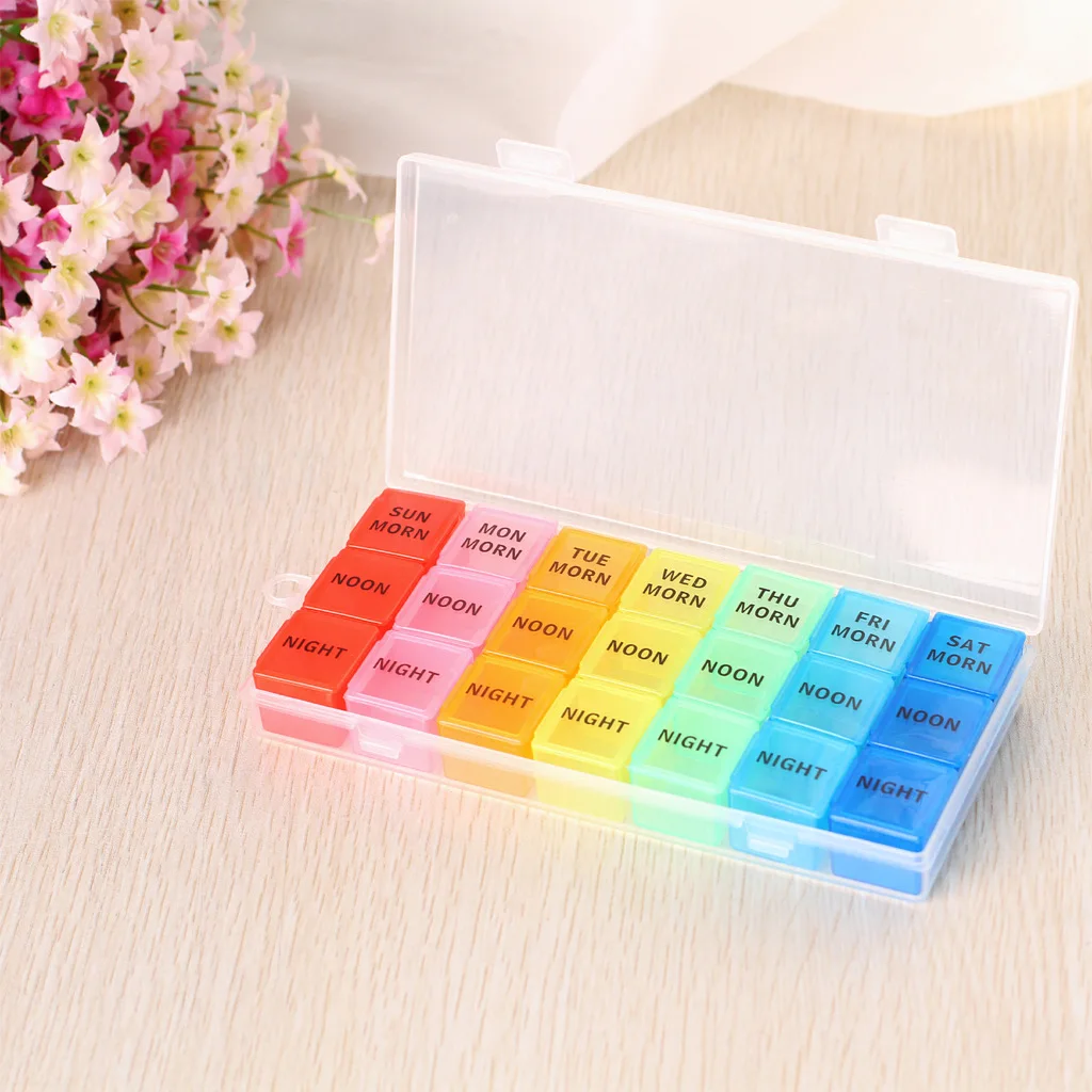

Pill Storage Box 7 Days Medicine Box Weekly Tablet Holder Storage Organizer Container Case Pill Box Splitters Weekly 7 Day 21