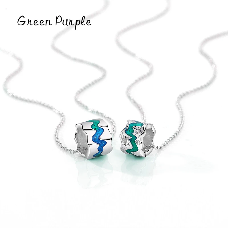 

Green Purple New s925 Sterling Silver Romantische Gradient Enamel Pendant Necklace For Women Charm Couple Necklace Fine Jewelry