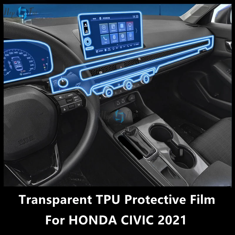 

For HONDA CIVIC 2021 Car Interior Center Console Transparent TPU Protective Film Anti-scratch Repair Film Accessories Refit