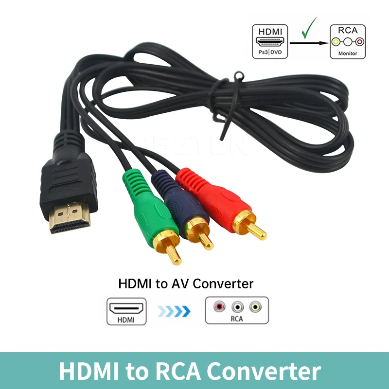 1M HDMI to AV Scaler Adapter HD Video Composite Converter Box HD to RCA AV/CVSB L/R Video 1080P 4K30HZ Support NTSC PAL