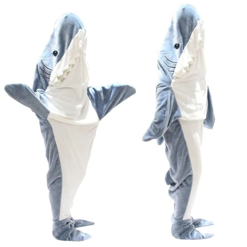 

Sharks Blanket Hoodie Wearable Soft Flannel Sleeping Bags Home Cosplay Pajamas dropshipping