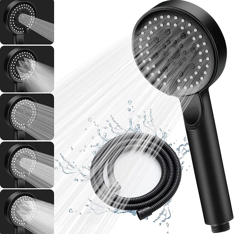 

5 Modes Shower Head Adjustable High Pressure Water Saving Shower One-key Stop Water Massage Shower Head for Bathroom Accessories