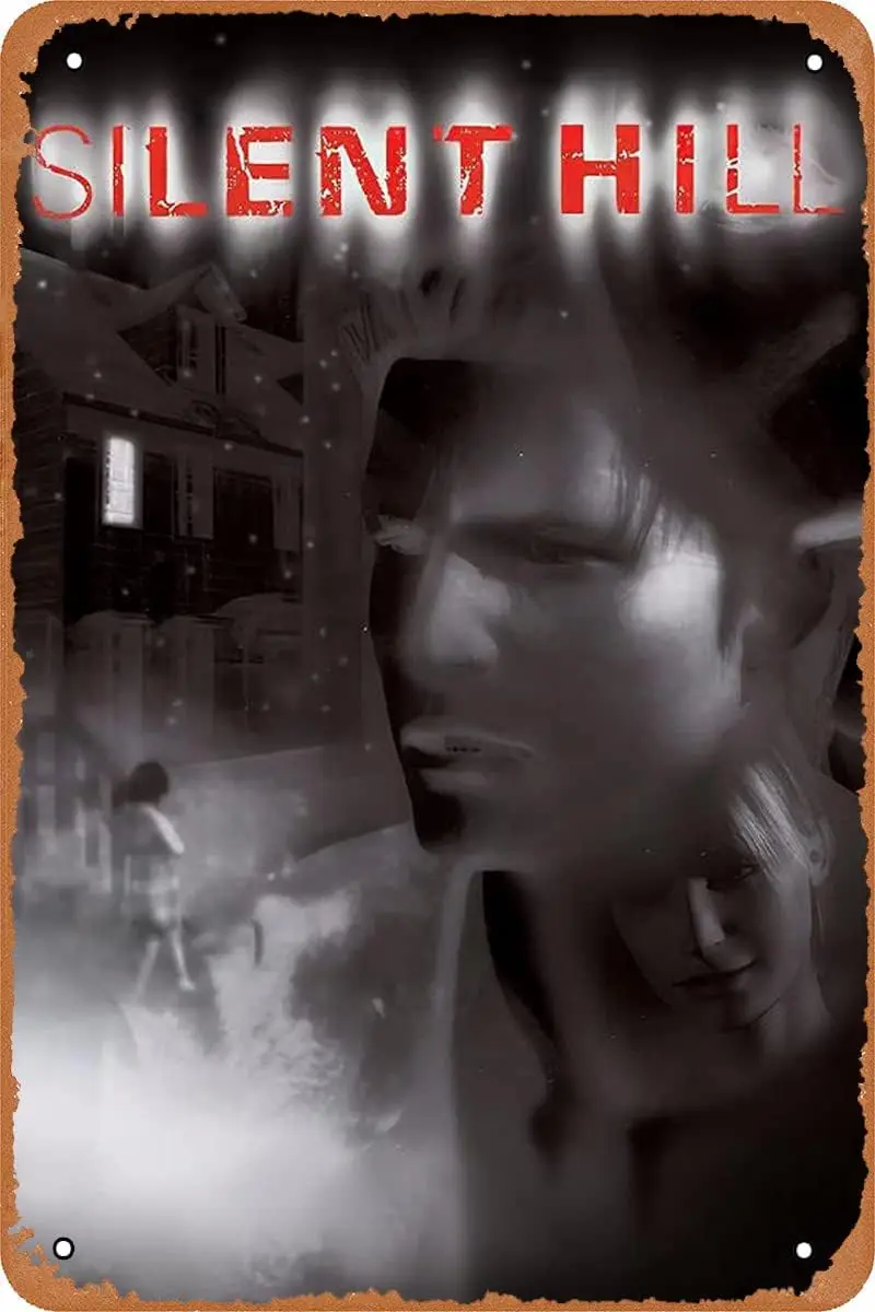 Cllsatm Slent Hll Vdeo Game Metal Tn Sgn Vntage Настенная табличка Декор Металлический плакат 8x12 hes