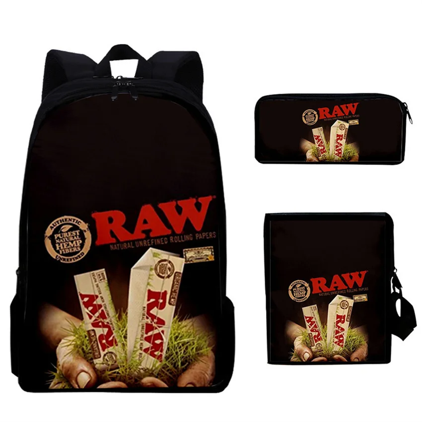 

RAW Natural Unrefined Papers Cigar Backpack 3D Print School Bag Sets for Teenager Boys Girls Cartoon Kids Schoolbags Mochilas