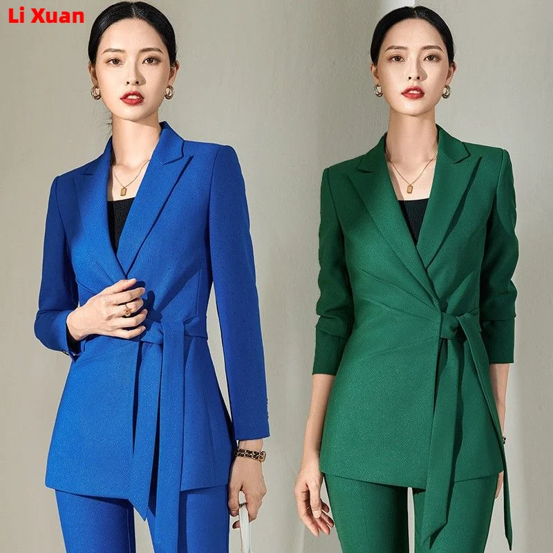 High Quality Autumn Winter Formal Ladies Blazer Women Business Suits with Sets Work Wear Office Uniform 4XL Size Pants Jacket