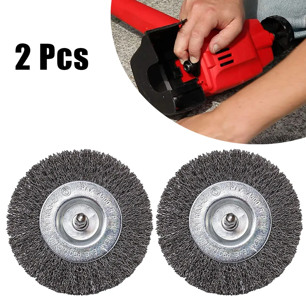 

2*Stainless Steel Wire Brush Mower Brush Electric Joint Brush 100mm 6mm Shank For EFB 400 Blister GrassTrimming Removal 2022 New