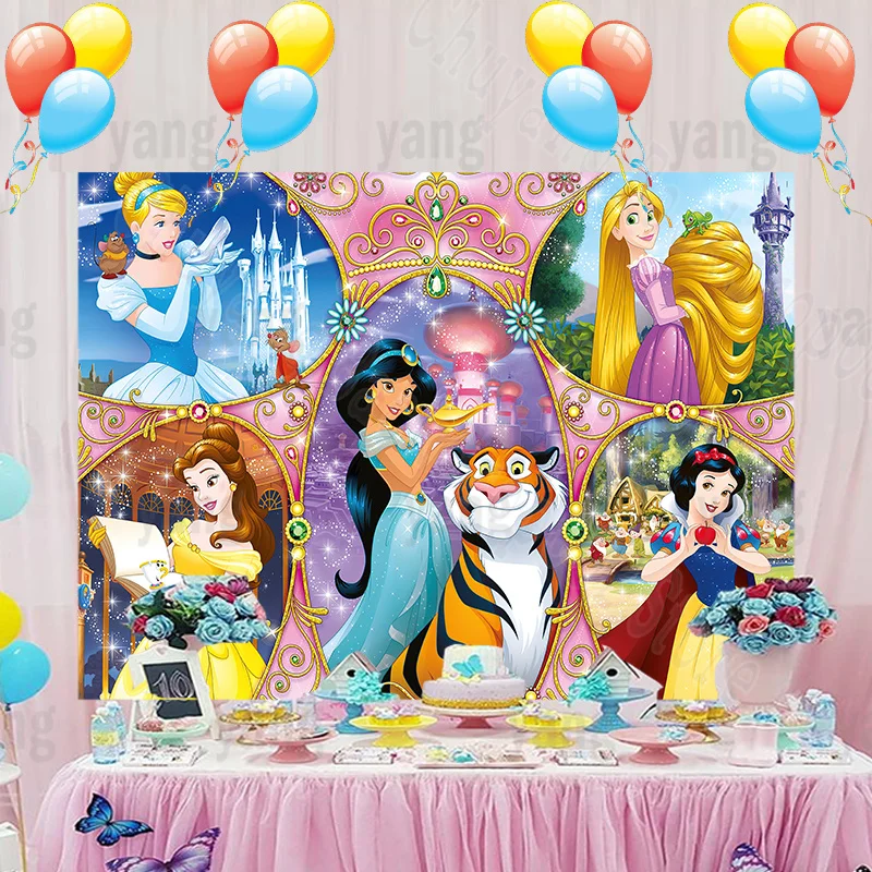 Disney Princess Glass Slipper Cinderella Birthday Party Magic Castle Wedding Backdrop Background Banner Decoration Photo Shoot enlarge