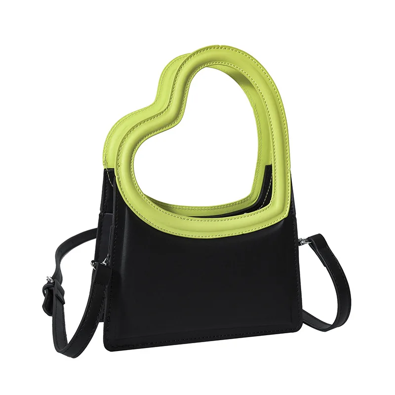 Internet Celebrity Unique Design Women's 2023 New Ins Style Contrast Color Single Shoulder Crossbody Niche Love Handbag