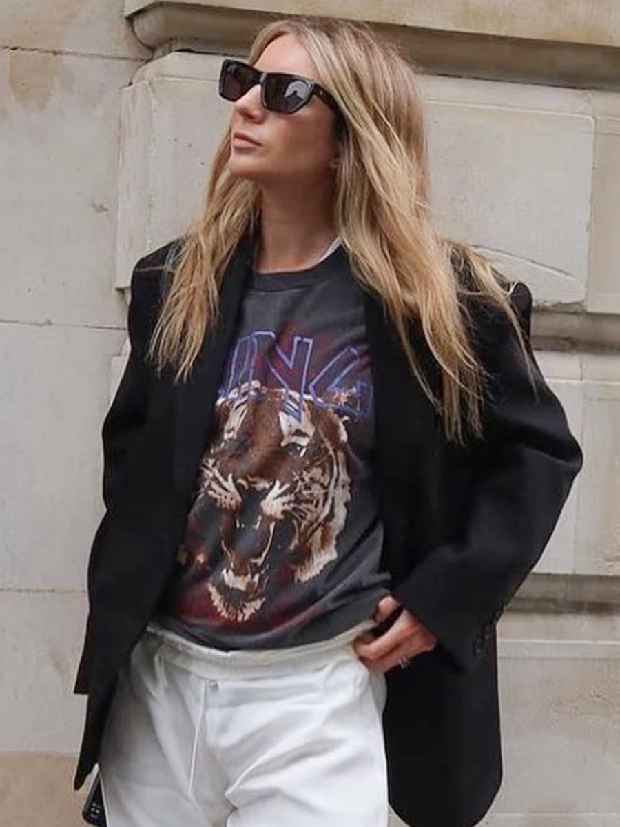 

Женская футболка с графическим принтом тигра, свободная дизайнерская Повседневная футболка, винтажная уличная одежда, топы, лето 2023