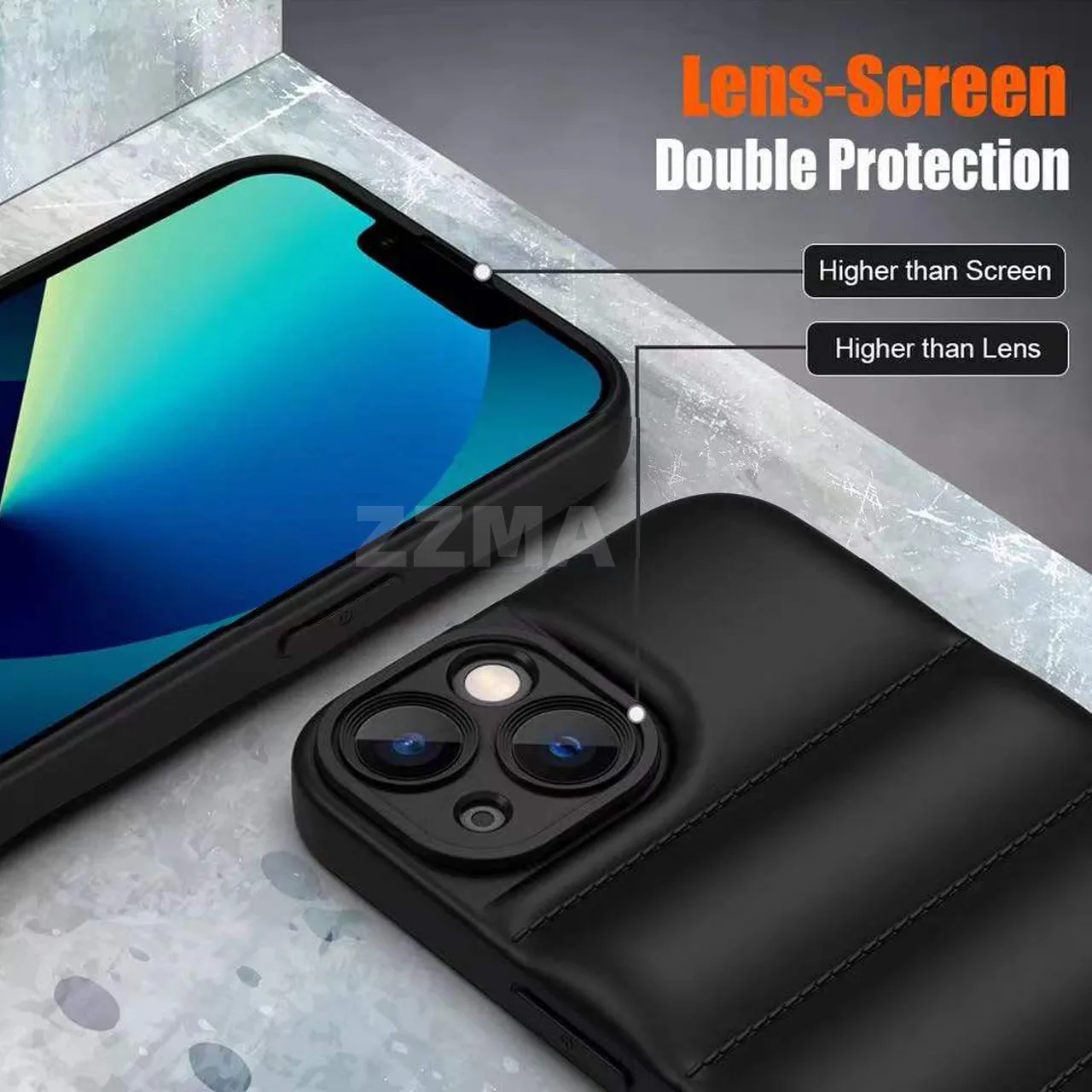 zzma fashion brand down jacket phone case for iphone 13 12 11 pro max x xs xr 7 8 plus se 2020 puffer case soft silicone cover free global shipping