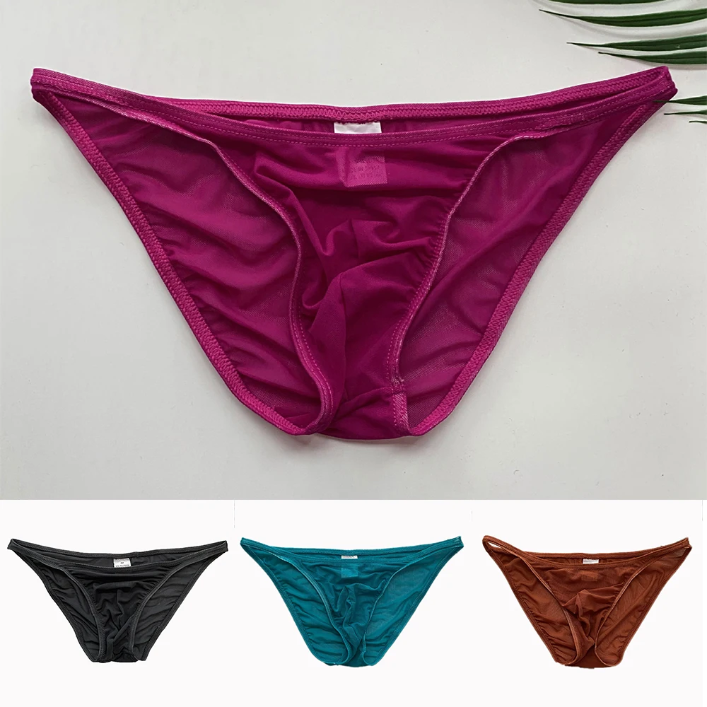 

Мужские сетчатые тонкие Трусы-стринги с Т-образной спинкой, мужские трусы, однотонные сексуальные брифы, пикантные легкие стринги, нижнее белье