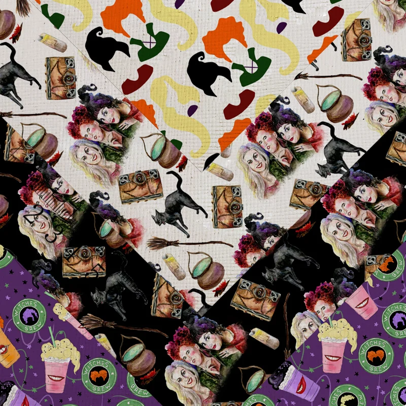 

20*33 см DIY Материал банта A4 мультяшный принт винил hocus pocus искусственная кожа лист бант ткань 2077