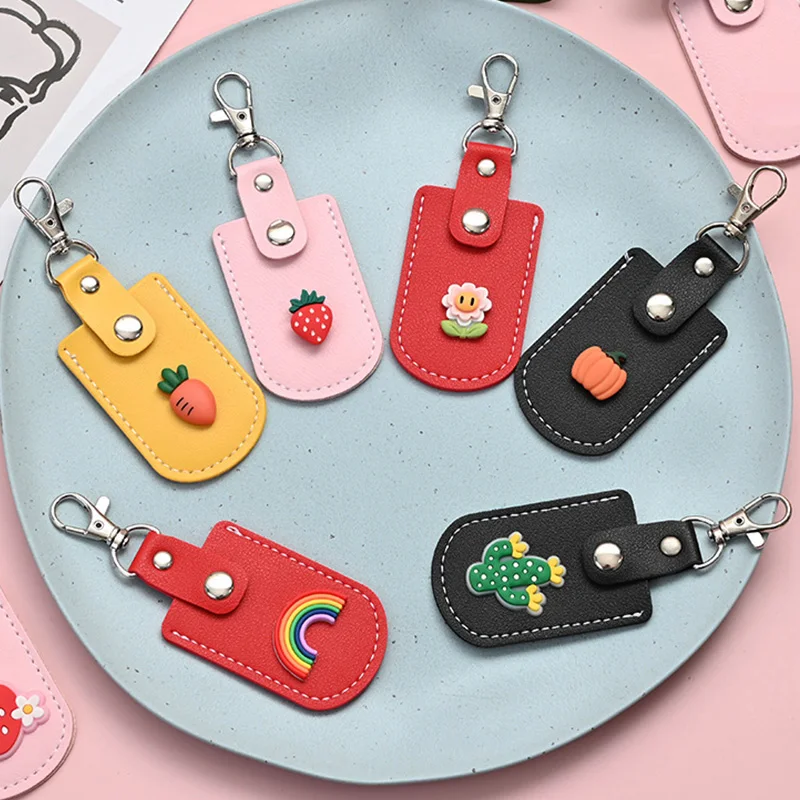 

Useful Leather Key Ring Personality Access Control Card Cover Case Key Chain Access Card Bag Pendant Cartoon Keychains Keyfob