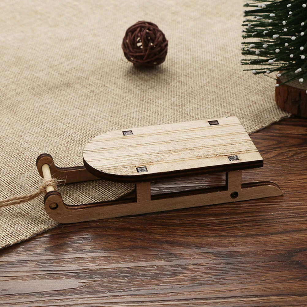 

Sleigh Christmas Sled Wooden Miniature Ornament Wood Decor Mini Cutouts Tabletop Tree Ornaments Decorationsdecoration