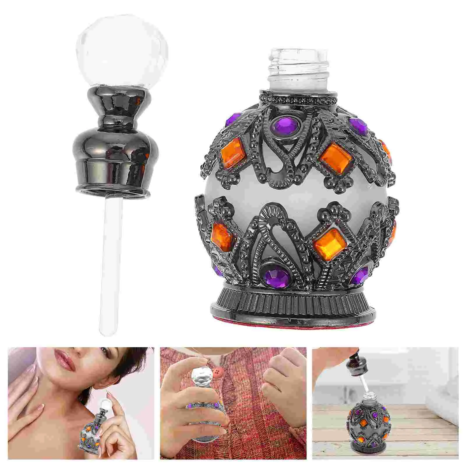 

1pc 15ml Retro Glass Container Perfume Bottle Essential Oil Bottle Dispenser Bottle