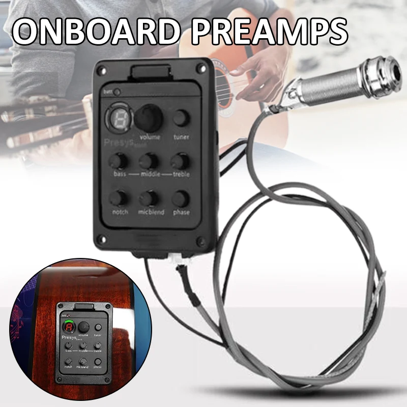 4 Band 301 EQ Tuner Piezo Mic Blend Acoustic Guitar Pickup Preamp LCD Tuner Guitar Pickup Control System Accessories
