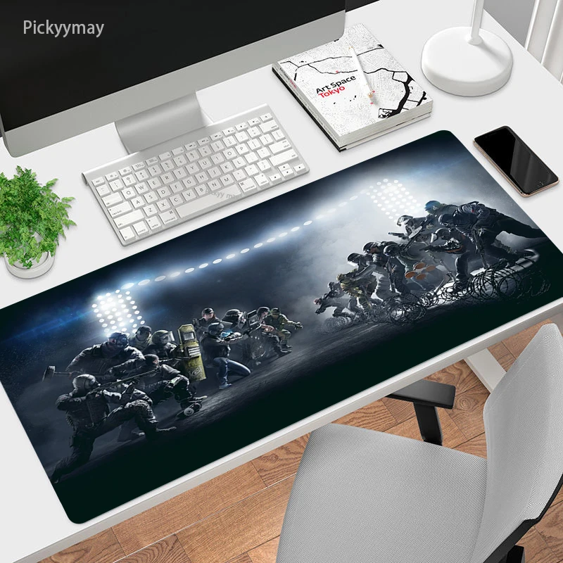 

Large Gaming Mousepad Rainbow Six Rubber Lockedge HD Print 80x30 Gamer Mouse Mat PC Desk PadsFor Computer Laptop Carpets LOL