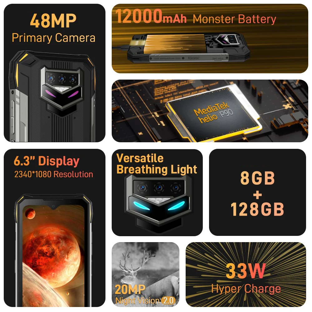 DOOGEE S89 Rugged Phone 12000mAh Battery 6.3