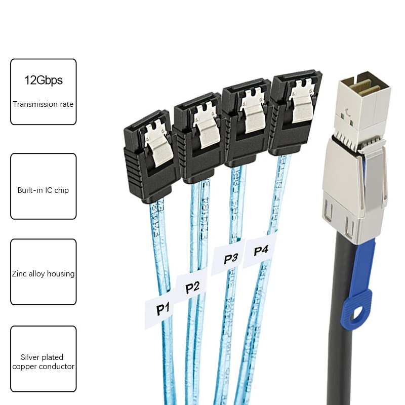 Mini SAS HD SFF-8644 to 4 x SATA 7Pin кабель для жесткого диска 12 Гбит/с внешний жесткий диск