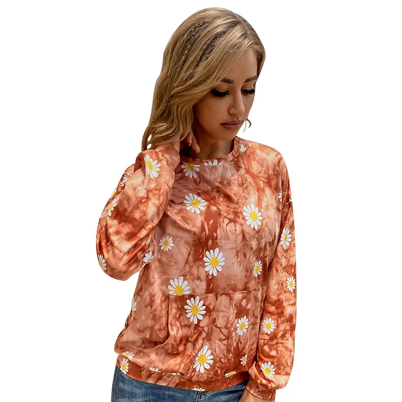 Весенне-осенний женский пуловер топ с длинными рукавами и принтом Daisy Bandhnu