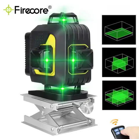 FIRECORE 16 линий 4D поперечный лазерный уровень 360 самонивелирующийся трехмерный нивелир с дистанционным управлением зеленый нивелир