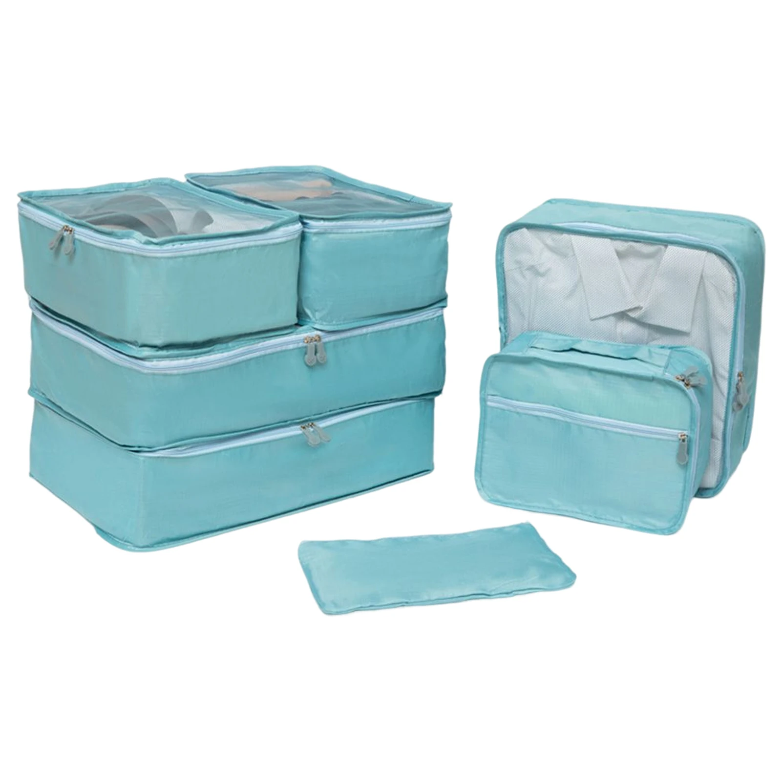 

7pcs Polyester For Suitcases Wardrobe Multi Sizes Men Women Waterproof Travel Cubes Set Tear Resistant Organiser Bags Foldable