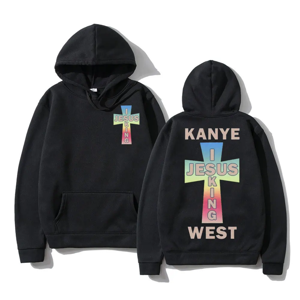 

Hip Hop Rapper Kanye West I Jesus King Graphic Print Hoodie Men Women High Quality Street Hoodies Male Fashion Hooded Sweatshirt