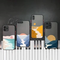 geometric sunrise sea art minimalist painting phone case matte transparent for iphone 7 8 11 12 13 plus mini x xs xr pro max
