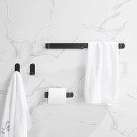 black bathroom hardware set towel bar rack toilet paper holder robe hook aluminium alloy bathroom accessories