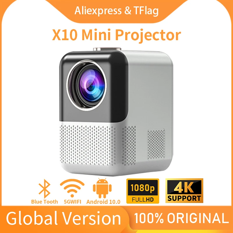 

Проектор TFlag X10 на Android 1080P, проектор с поддержкой Wi-Fi и BT, портативный светодиодный мини-проектор с интеллектуальным лучом 4K для домашнего офи...