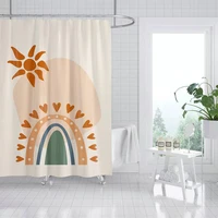 nordic simplicity shower curtains abstract geometric sun printing bath curtain waterproof fabric bathroom screen with 12 hooks