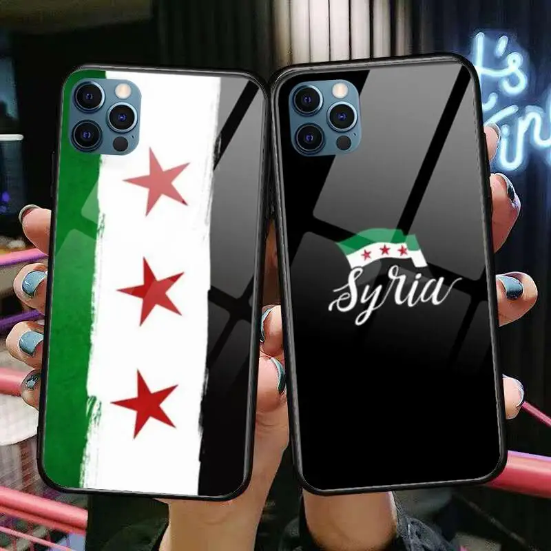 

Syria Flag Glass Case For iphone 14 13 12 11 Pro Max 12Pro XS Max XR X 7 8 Plus SE 2020 mini Case Tempered Back Cover