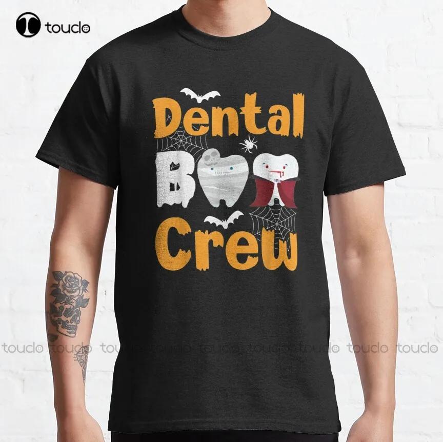 

Классическая футболка Dental Boo Crew, хлопковые футболки на заказ, футболка для подростков унисекс с цифровой печатью, модная забавная Новая женская футболка