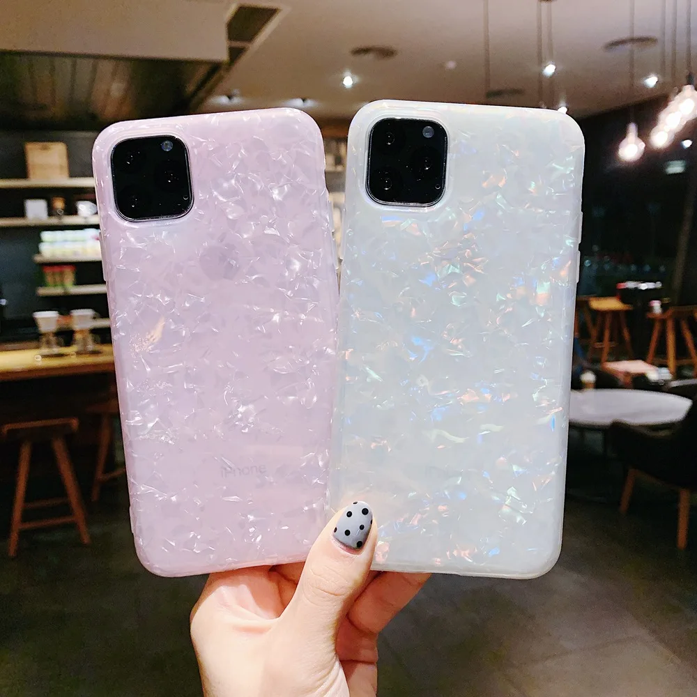 14 plus For iPhone 14 12 11 13 Pro Max XR XS Max X 8 7 Plus Glitter Dream Shell Pattern Case 6 6S 8P 7P Soft IMD Silicone Cover