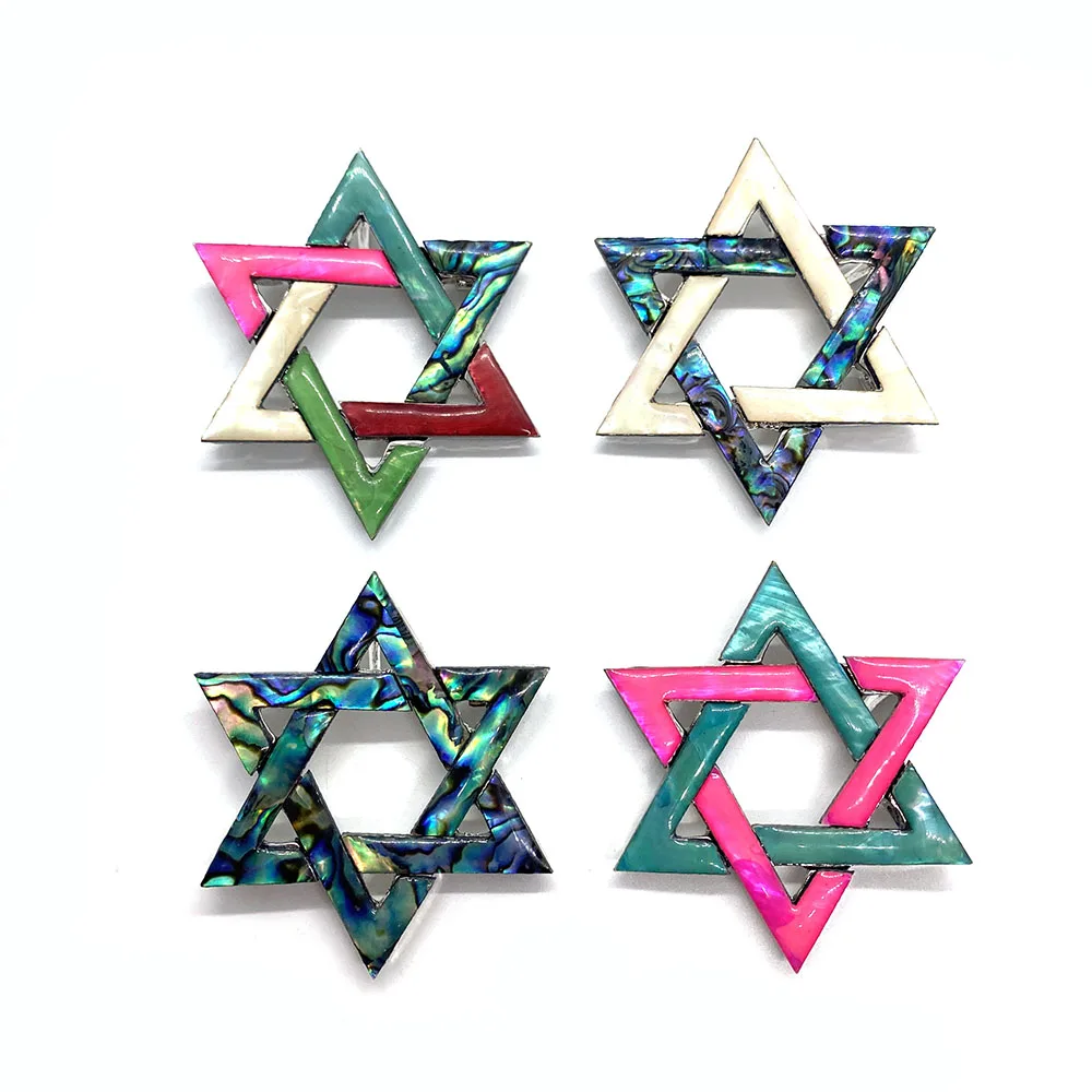 

Classic Hexagram Pendant Natural Abalone Shell Star Necklace Creative Piece Jewelry Making DIY Necklace Earring Accessories 45mm
