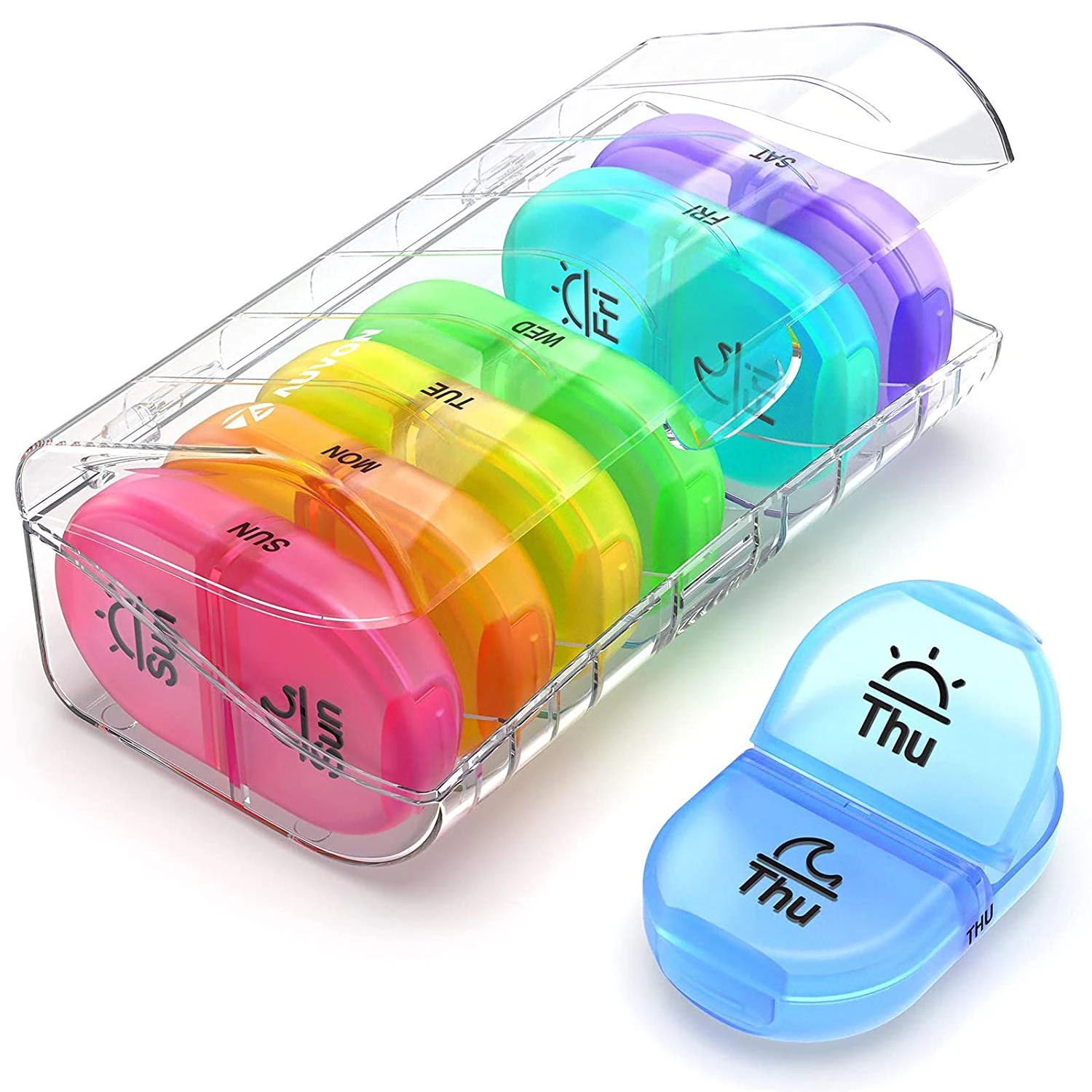 

Pill Box 2 Times a Day, Weekly Pill Organizer AM PM with 7 Daily Pocket Case to Hold Vitamin, Medicine, Medication, and Suppleme